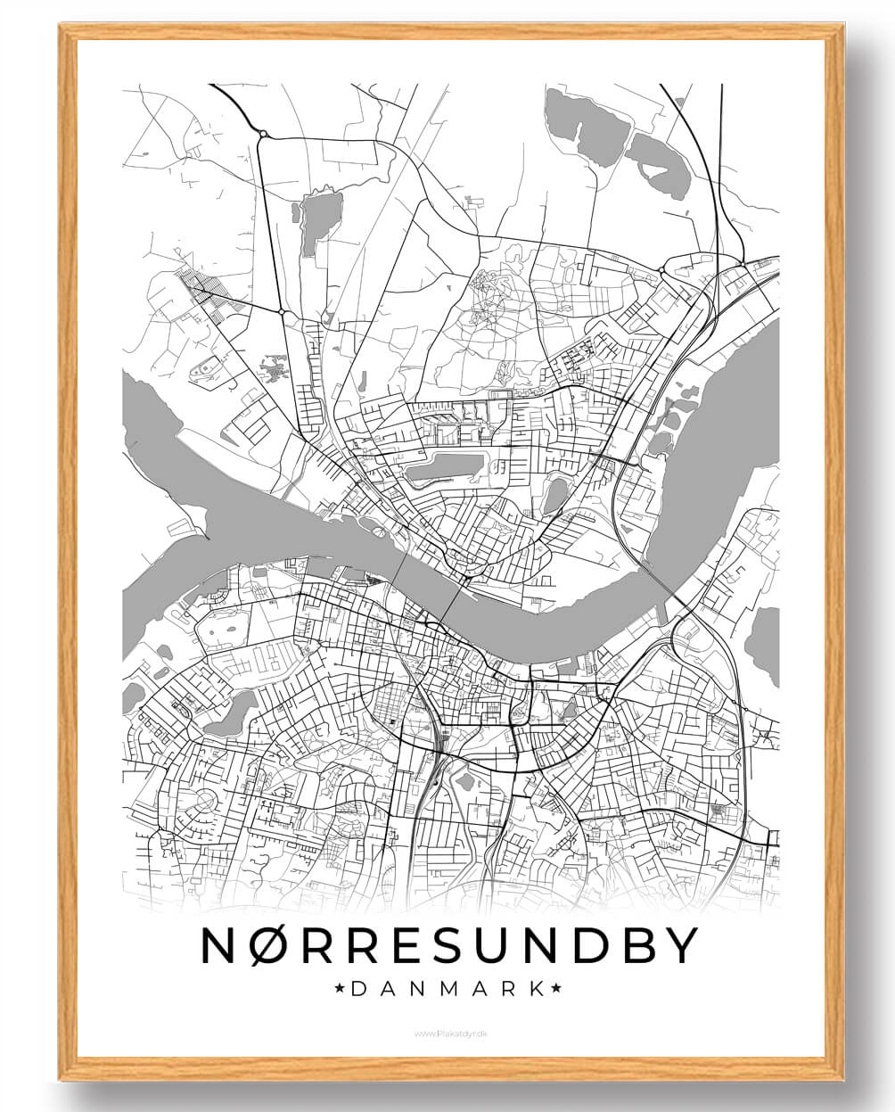 Nørresundby by plakat - hvid til Black Friday tilbud!