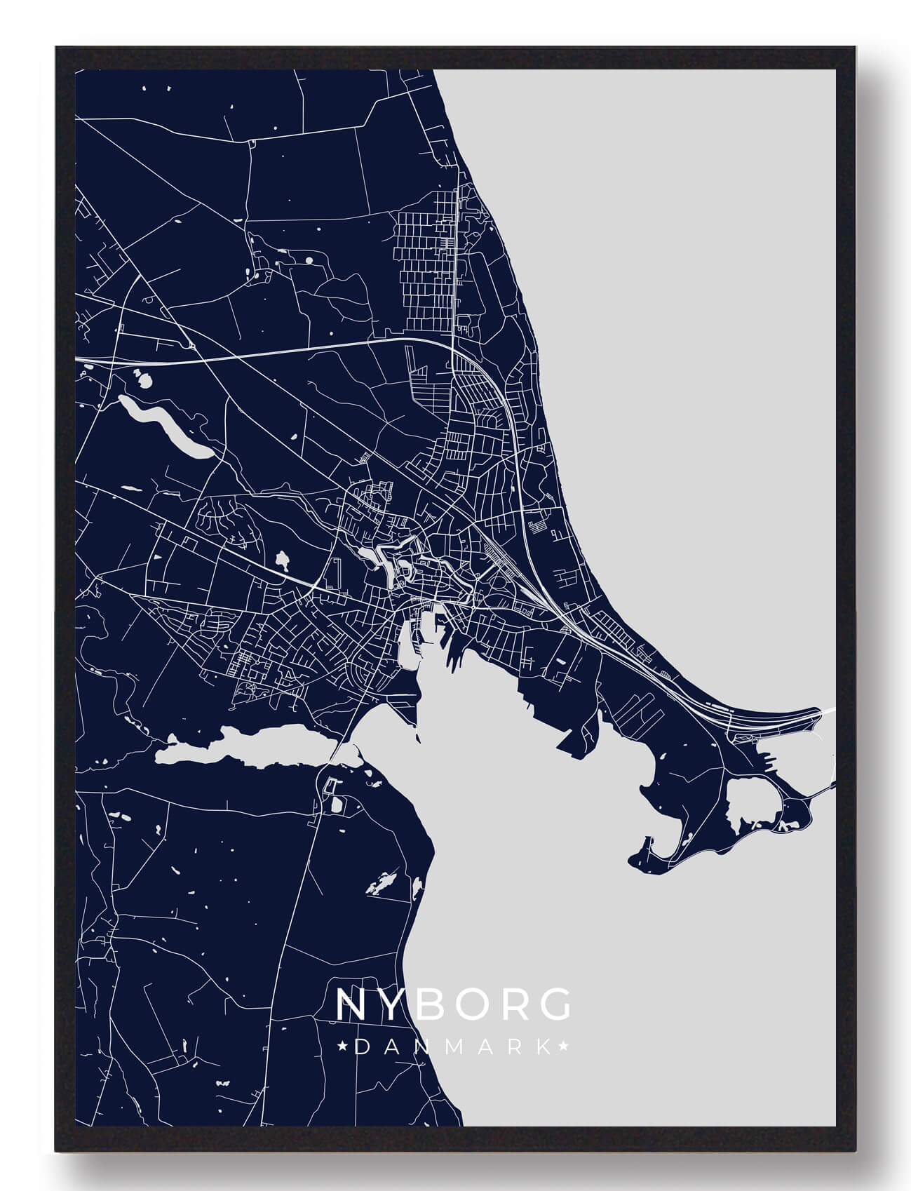 Nyborg Plakat - Mørkeblå Vejkort til Boligen