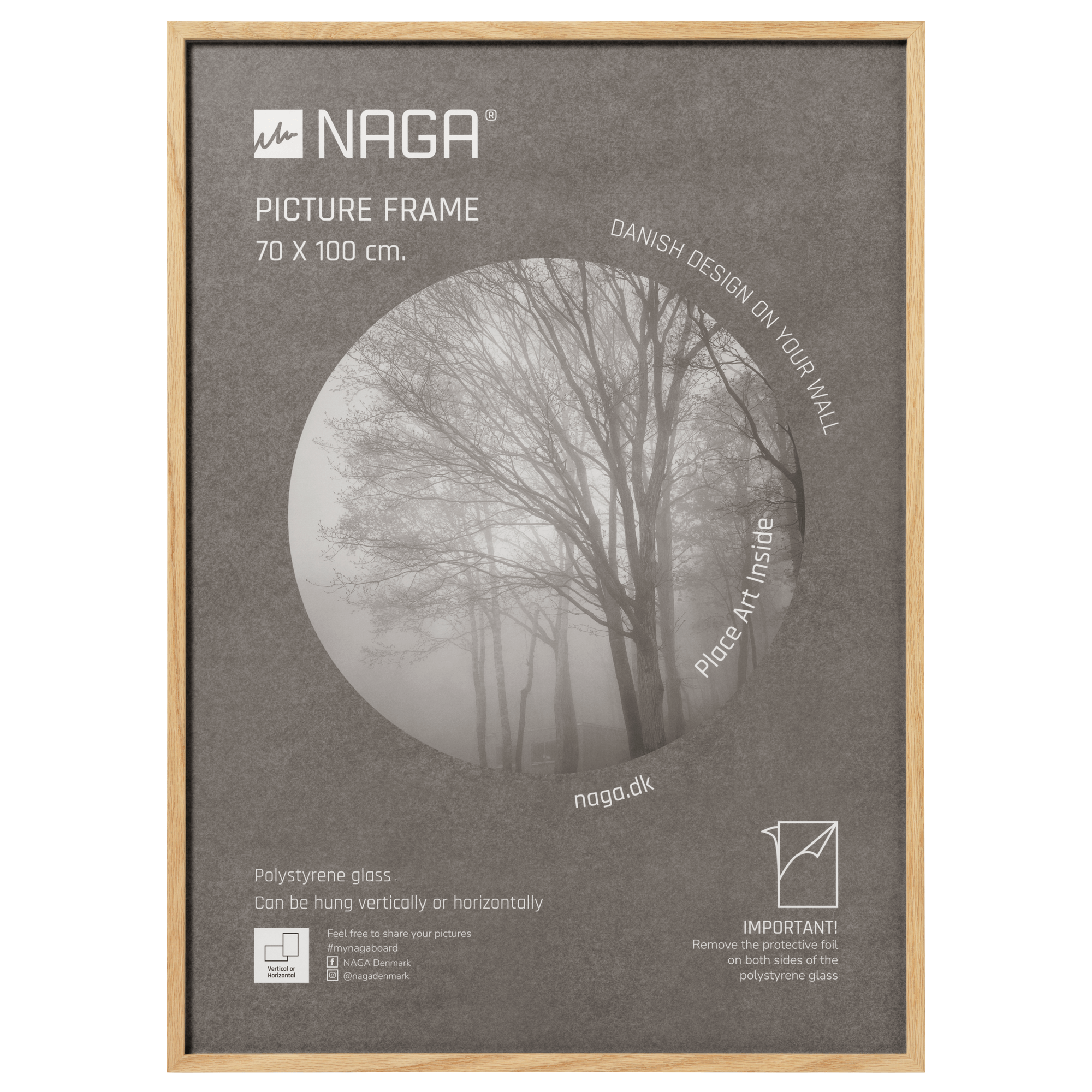 Elegant plakatramme i egetræ – Stilfuld vægpynt 70x100 cm