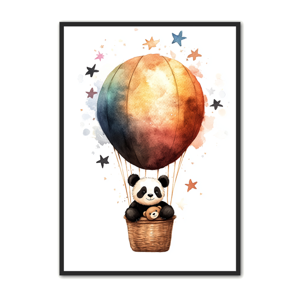 Panda Plakat 90 - Regnbueballon og Søde Pandaer
