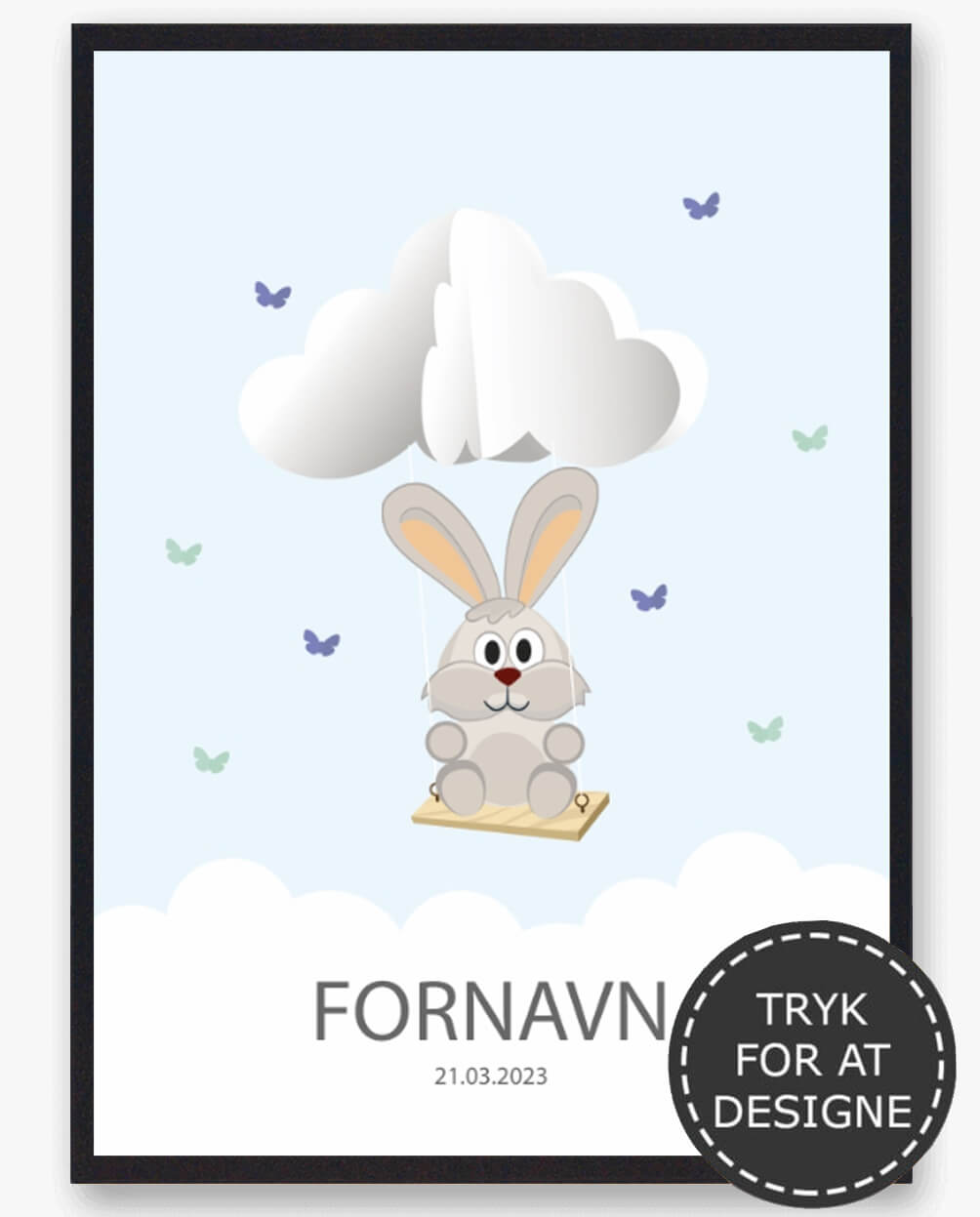 Navnetavle Plakat med Kanin - Perfekt Gaveidé!