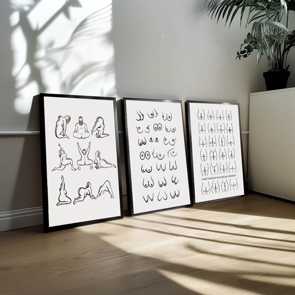 Trio plakatsæt line art