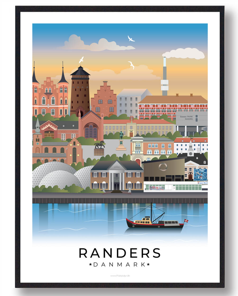 Randers byplakat med hvid kant