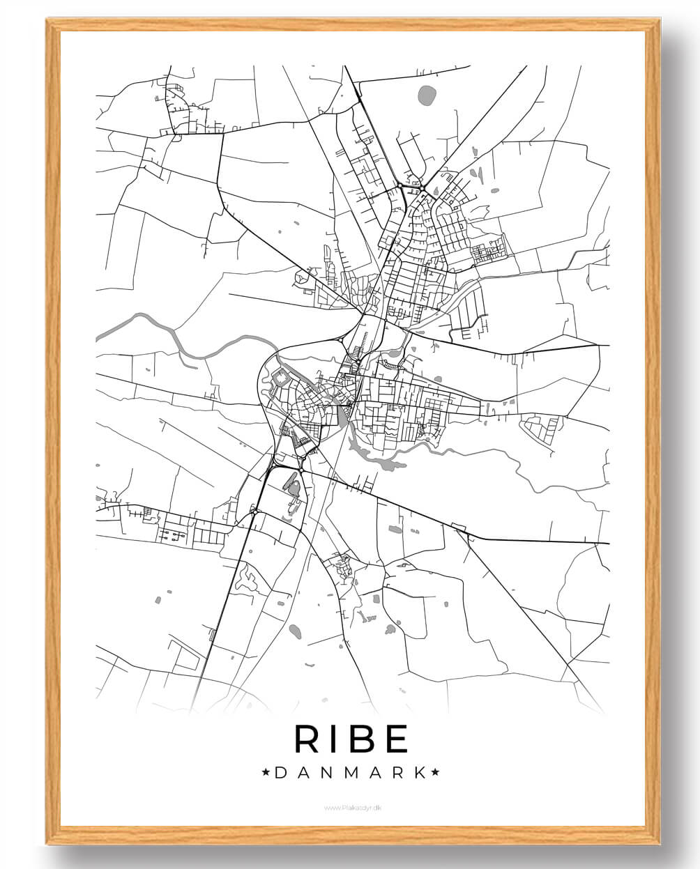 Ribe by plakat - hvid