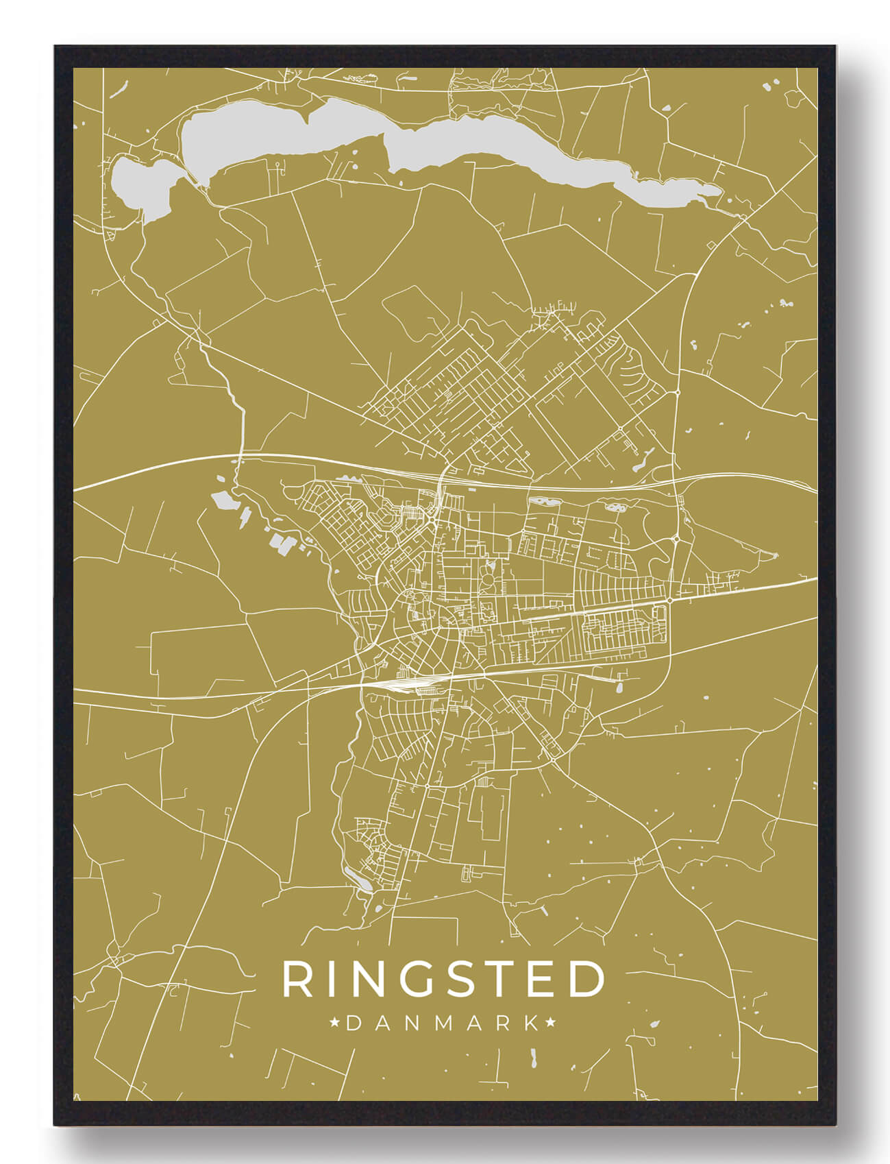Ringsted Plakat - Gult bykort til vægdekoration