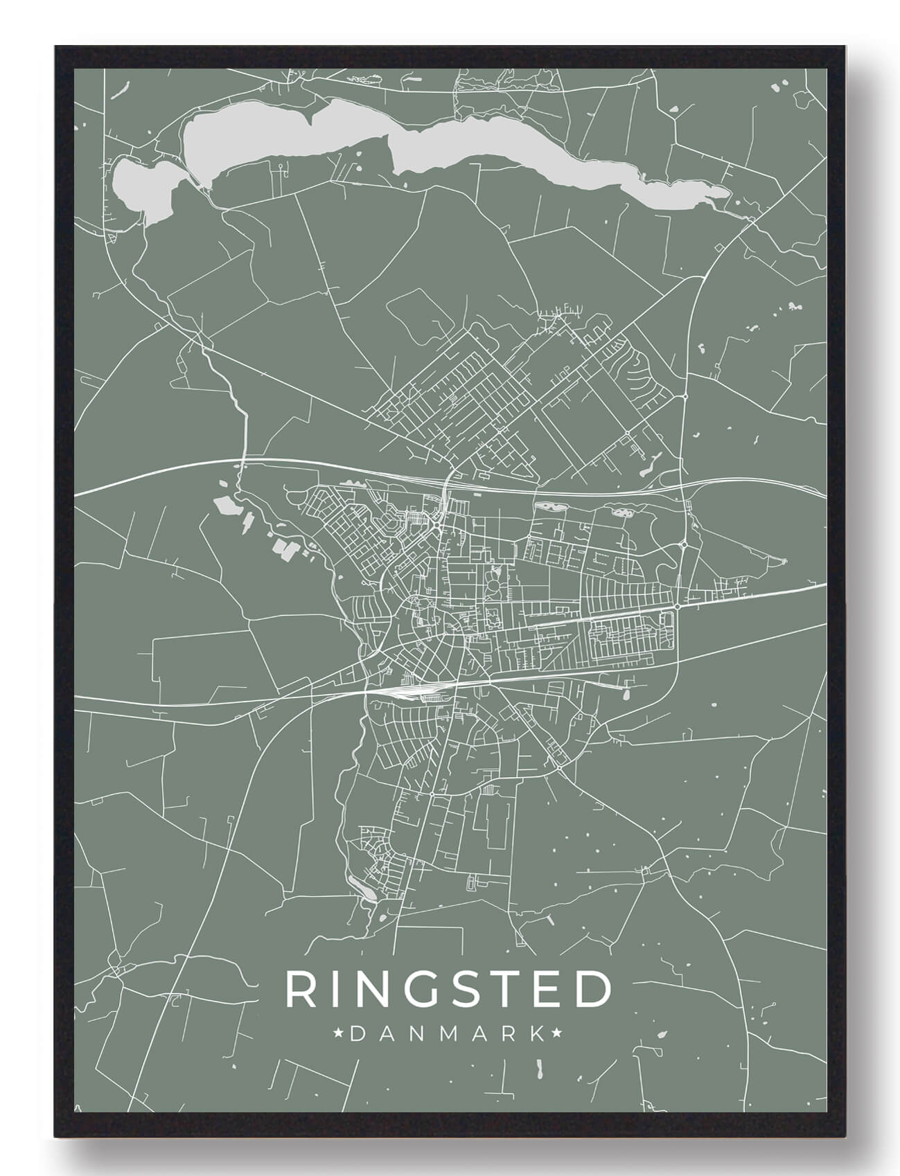 Ringsted Plakat - Grøn Bykort til Dit Hjem