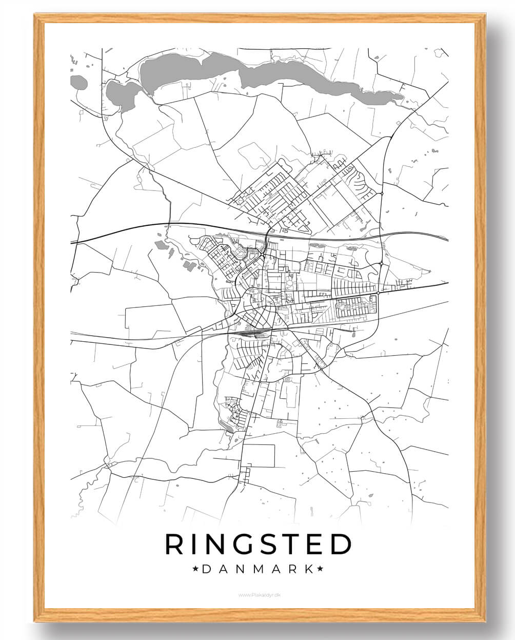 Ringsted By Plakat - Hvid Dekorativ Vægkunst