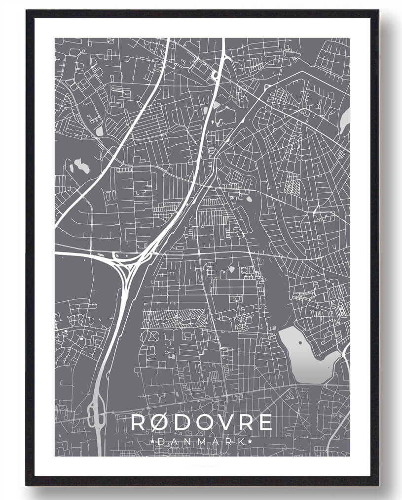 Rødovre By Plakat - Grå Design til Dit Hjem
