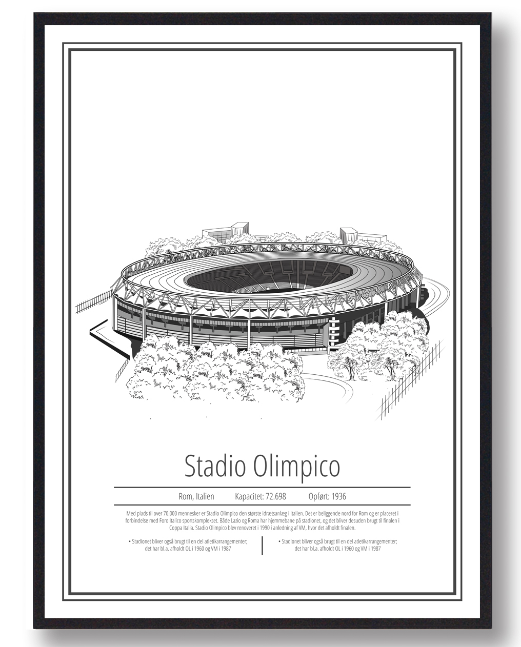Stadio Olimpico - Roma - Fodbold Stadion Plakat