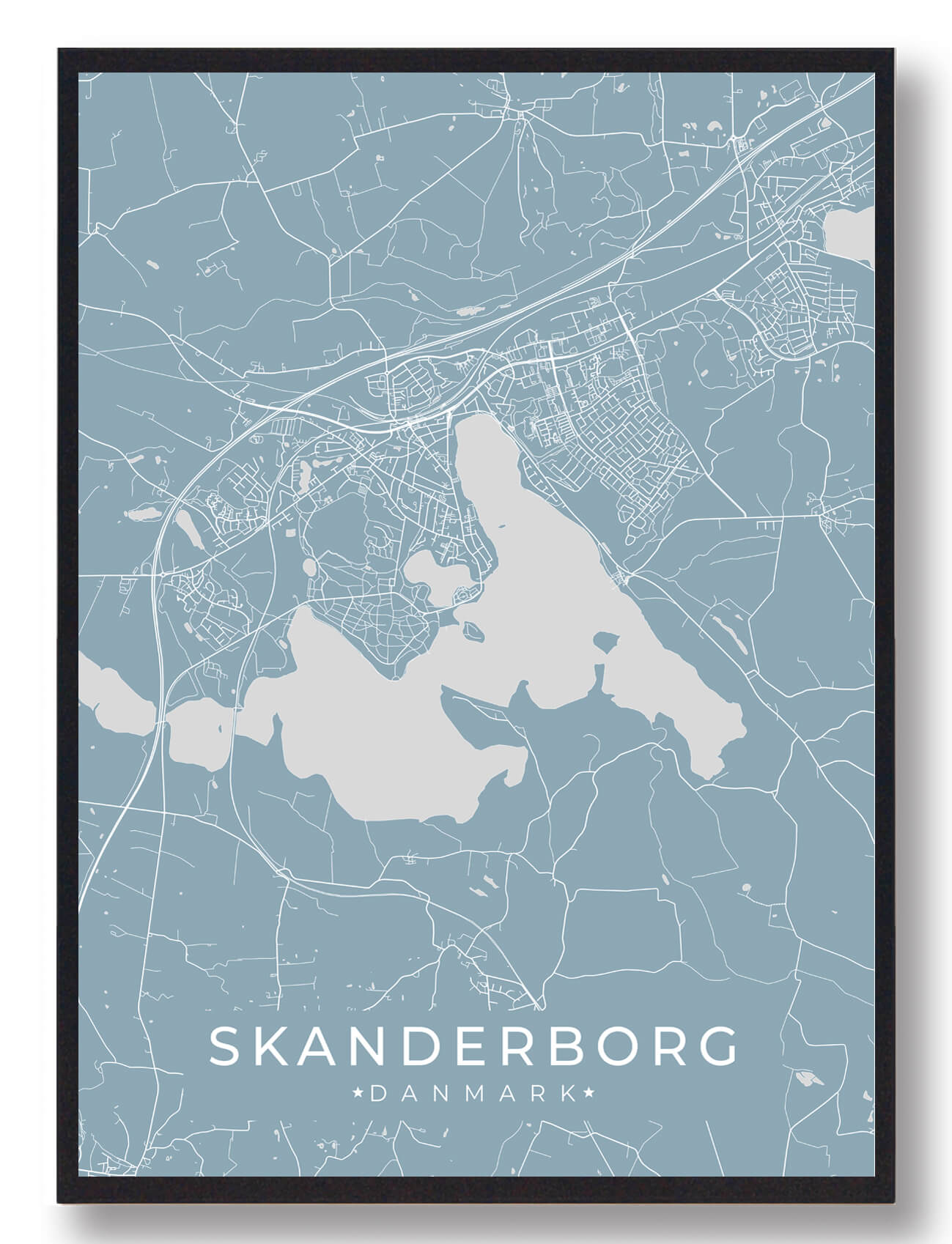 Skanderborg plakat - lyseblå