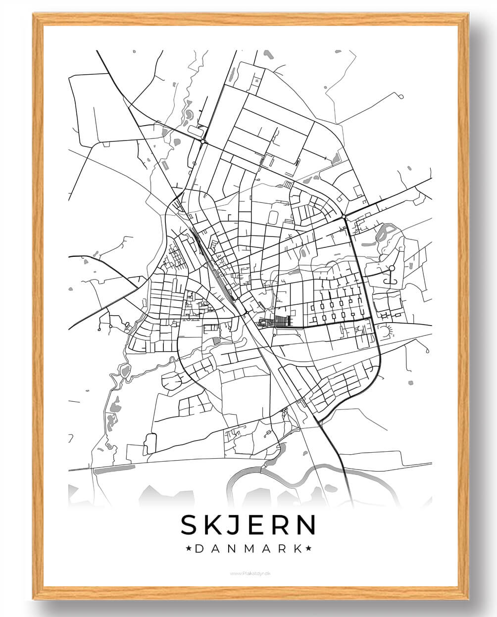 Skjern By Plakat - Hvid til din indretning
