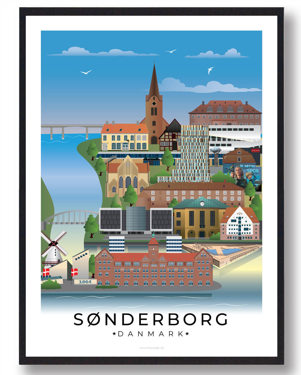 Sønderborg Plakat med Hvid Kant - Hyldest til Byens Skønhed