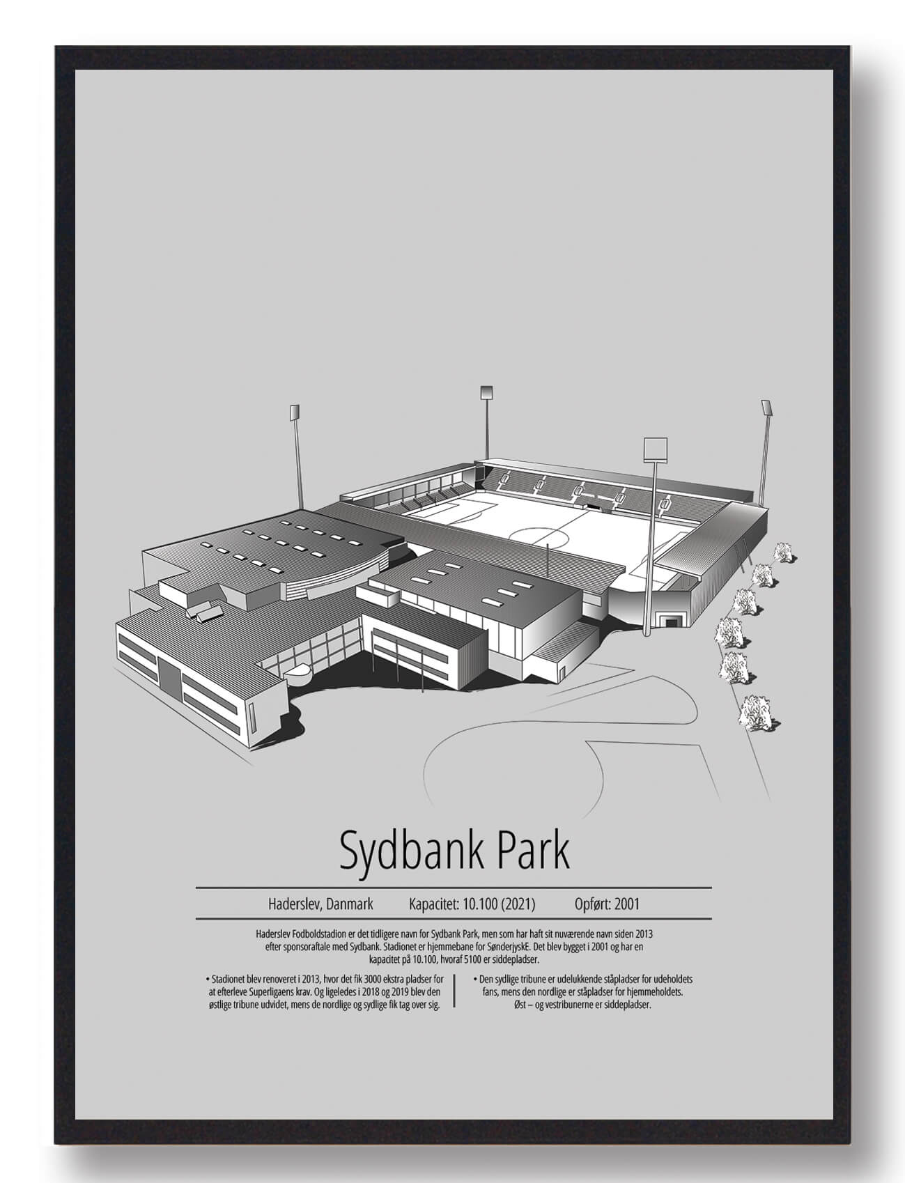 Sønderjyske Stadion Plakat - Sydbank Park Grå Decor