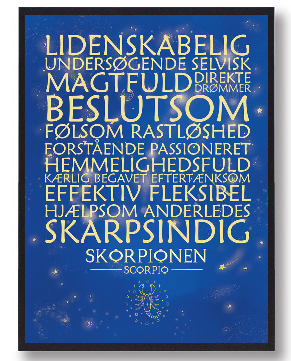 Plakat med Stjernetegn Skorpionen i Blå Farve