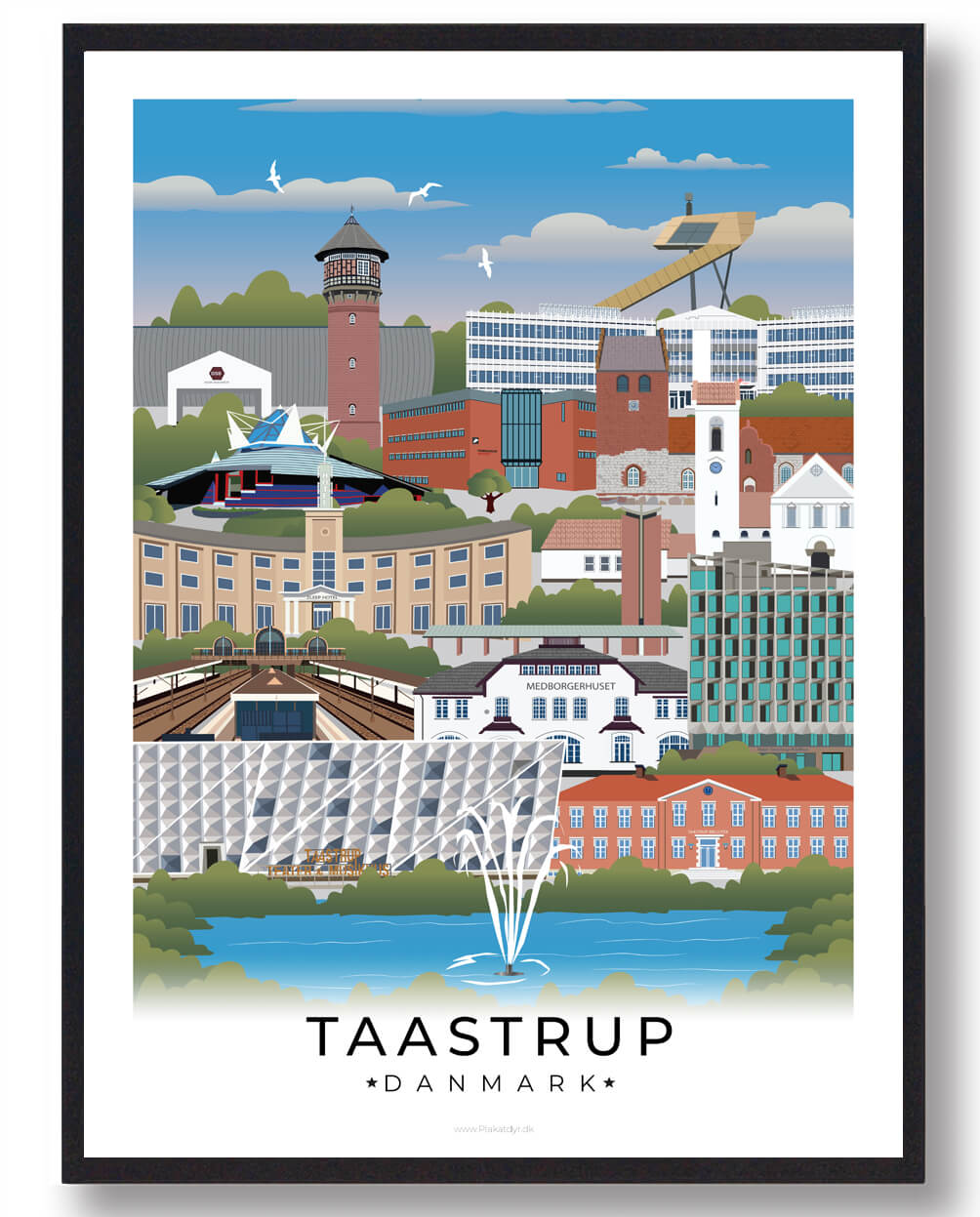 Taastrup plakat med hvid kant - Hyldest til byen