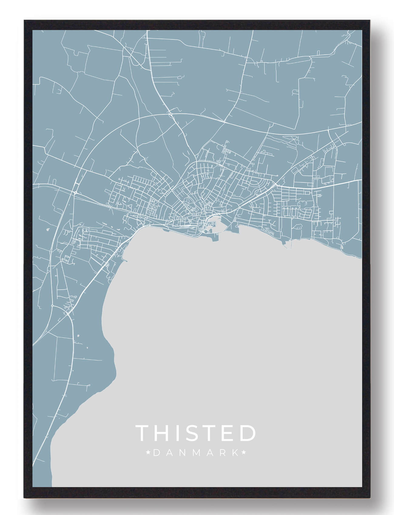 Thisted plakat – smuk lyseblå byplakat