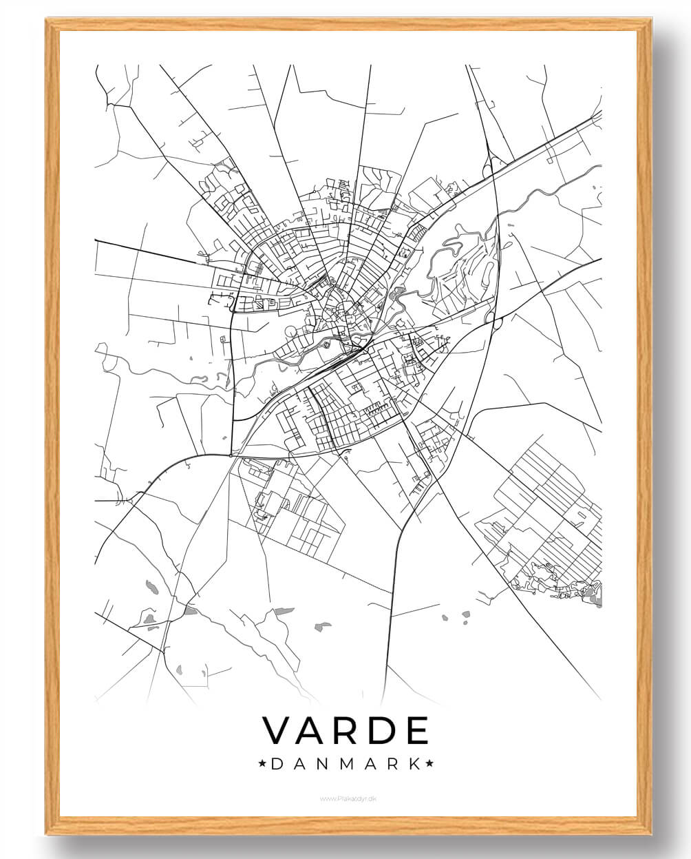 Varde by plakat - hvid, perfekt til din indretning!