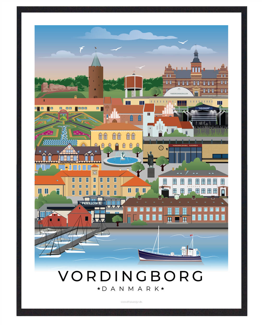 Vordingborg plakat med hvid kant