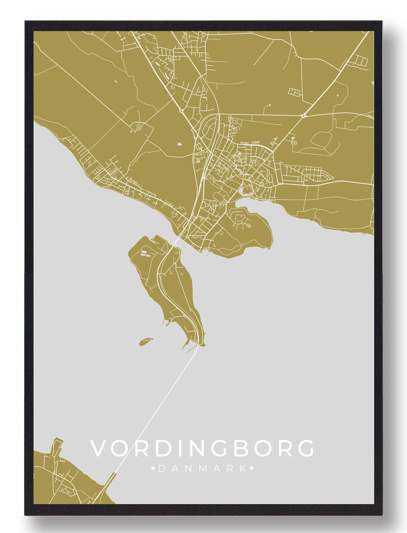 Vordingborg Plakat - Gul Dekorativ Byplakat