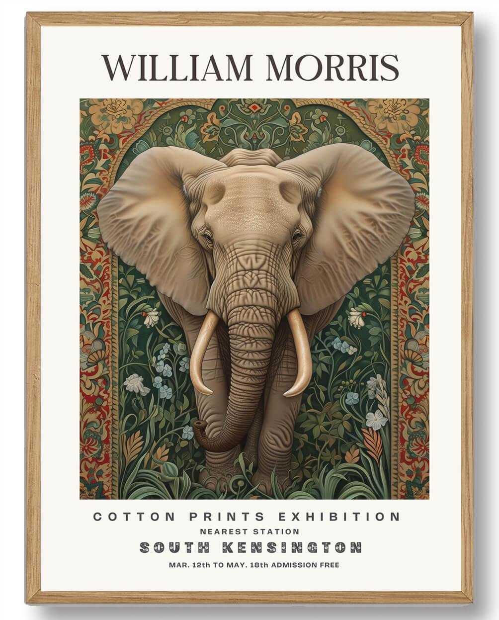 William Morris - Elefant Plakat med Dekorativt Mønster