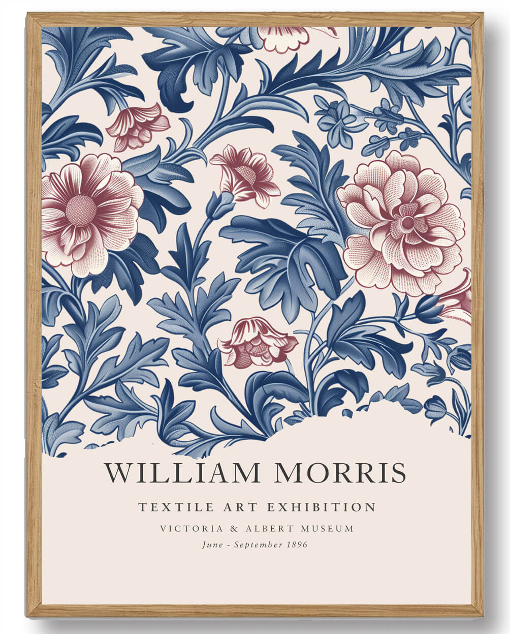 William Morris - Plakat med Blå Blomsterdesign