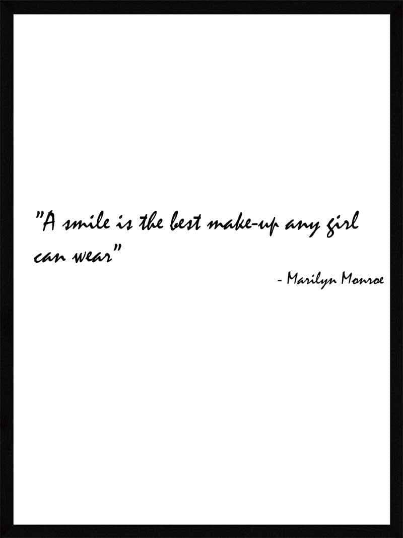 Plakat med Marilyn Monroe-citat: "Et smil er"