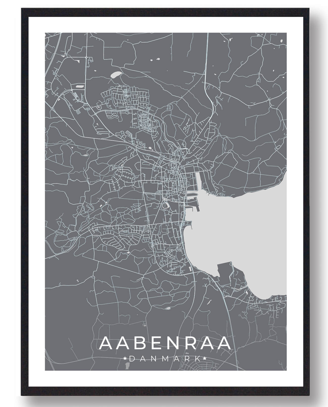 Aabenraa By Plakat - Grå Dekorativ Vægkunst