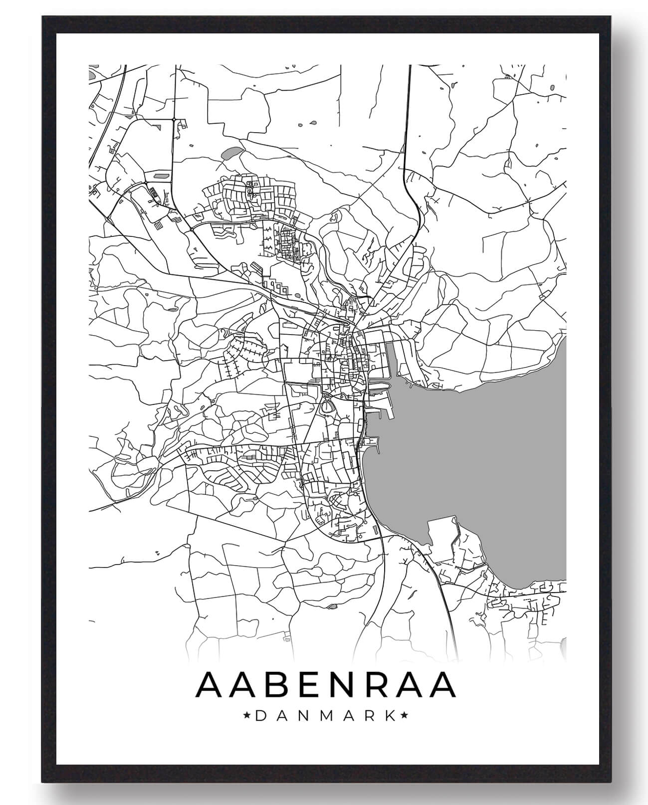 Aabenraa by plakat - hvid design til hjemmet