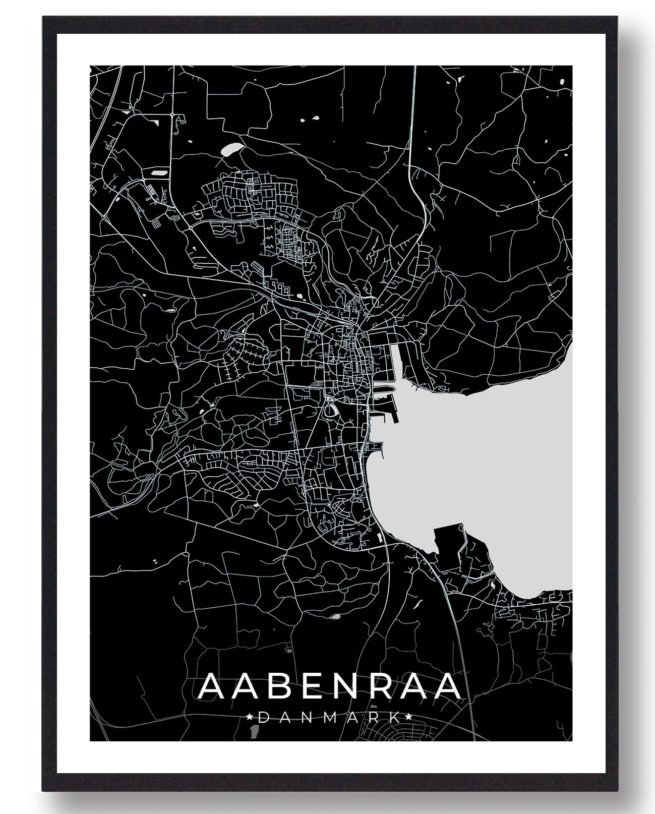 Aabenraa byplakat - sort design til din indretning