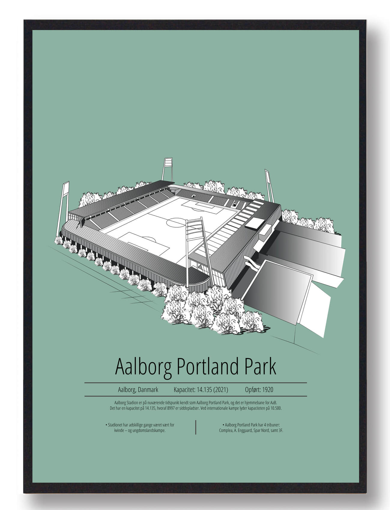 Aalborg Portland Park AaB Plakat i Mintgrøn - Fodboldkunst