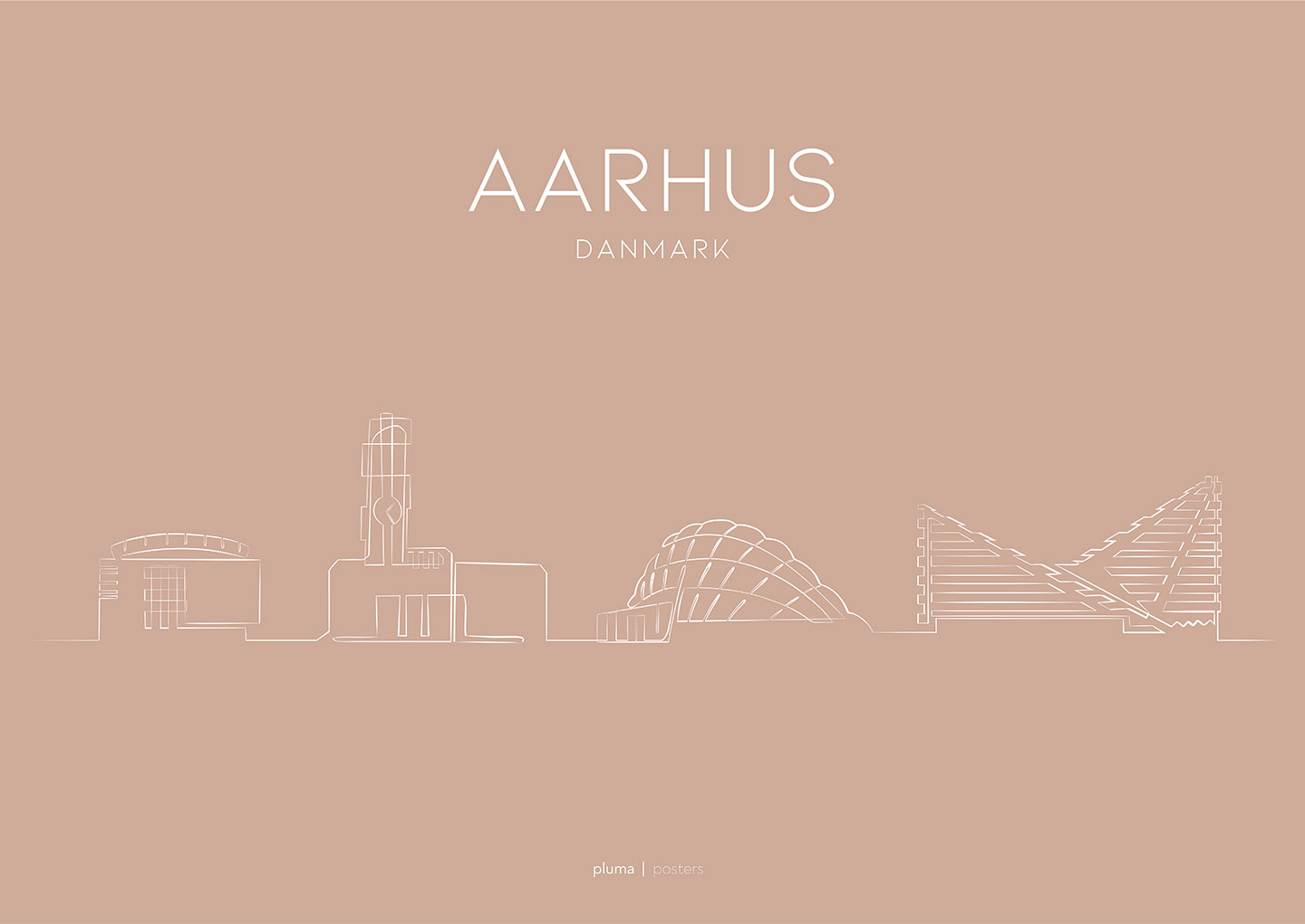 Aarhus – Peach Plakat til hjemmet fra Pluma Posters