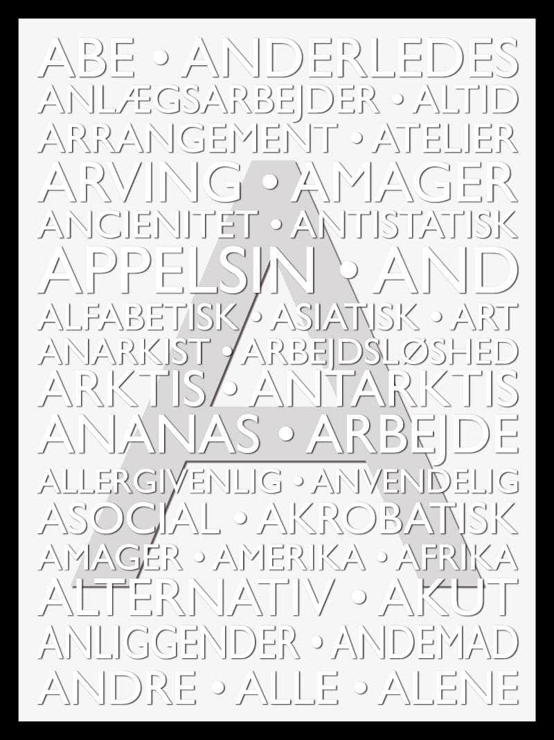 Farverig alfabet plakat til børneværelset fra Postersbyus
