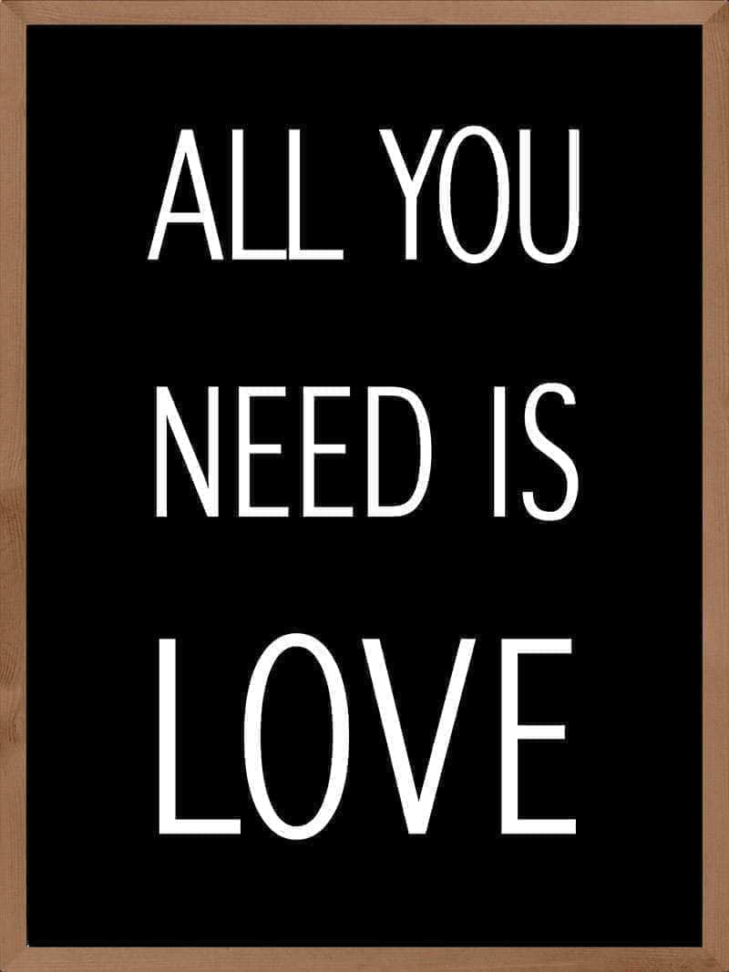 Kærlighedsplakat - All You Need Is Love til dit hjem