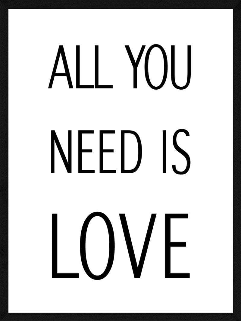 Kærlighedsplakat - All You Need Is Love til din væg