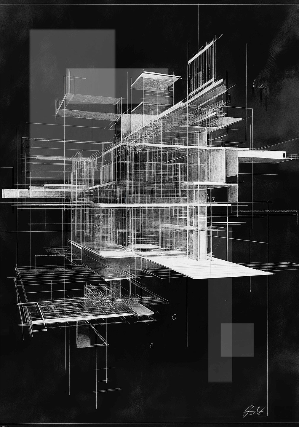 Arkitektonisk Komposition 01 af Rasmus Lassen - Unik Kunst