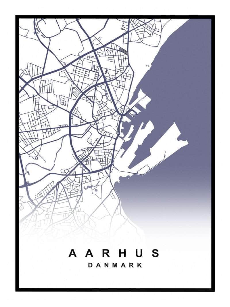 Århus Kortplakat - Smuk Plakat af Byen Århus