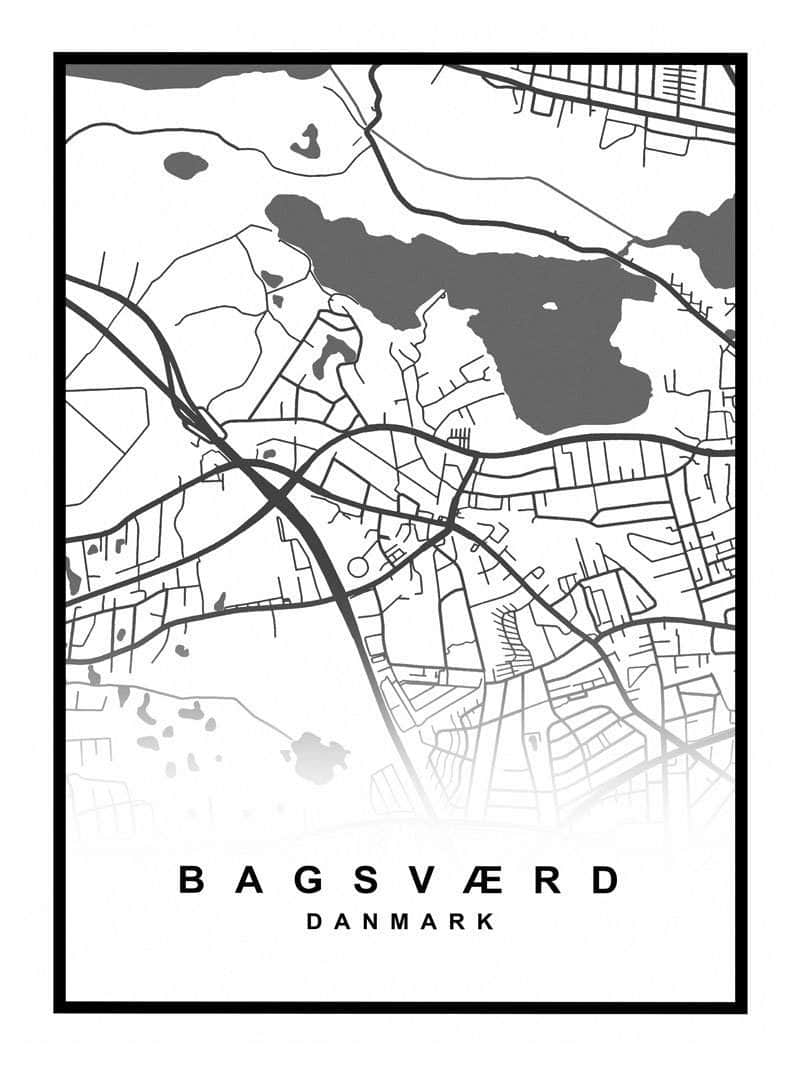 Bagsværd bykort plakat - perfekt til hjemmet!