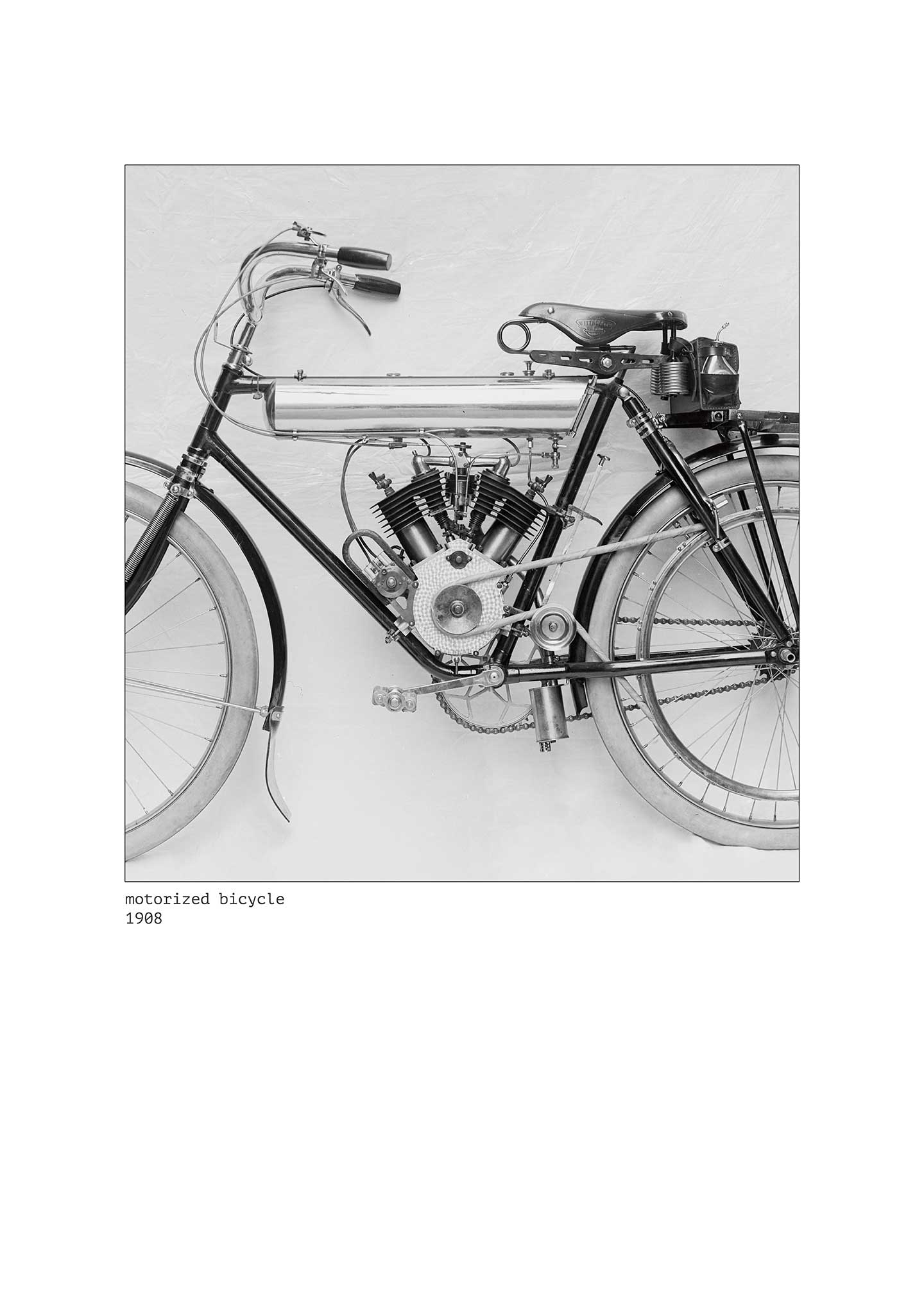 Vintage cykel med motor - Plakat fra Vintage Vista Designs