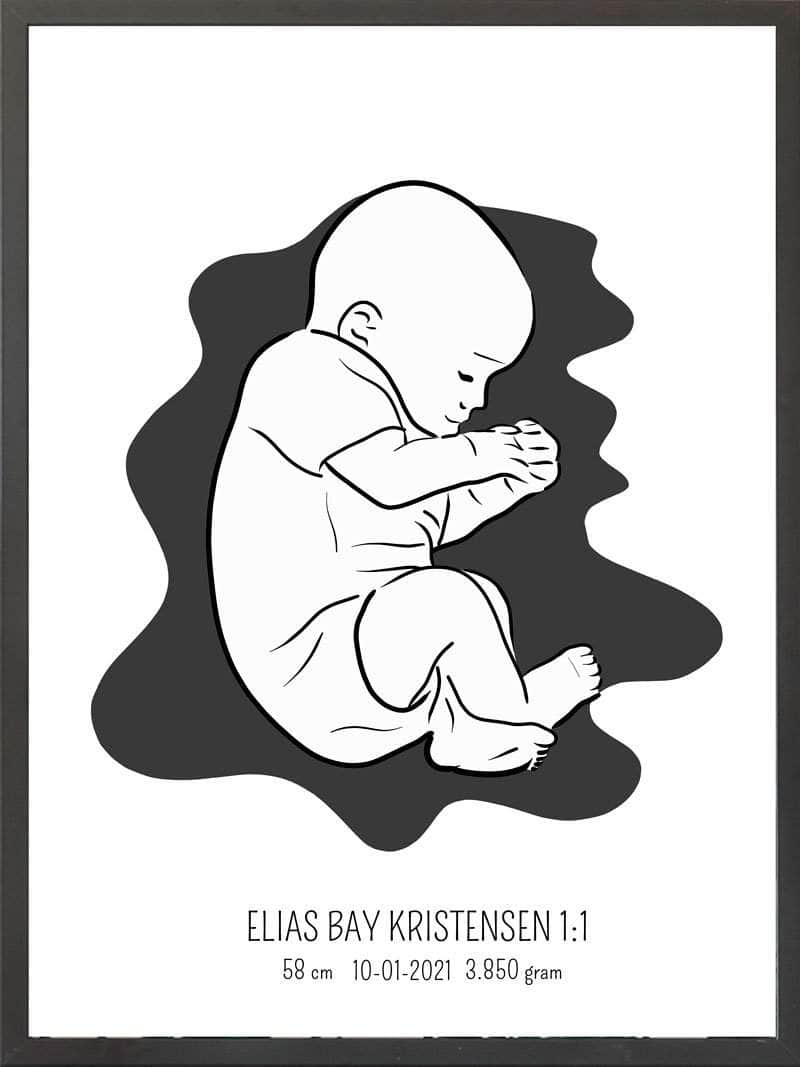 Fødselsplakat i Blå – Unik Gaveidé til Nybagte Forældre