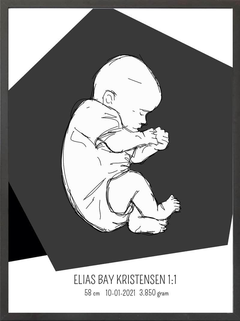 Fødselsplakat i Blå – Fosterstilling til Nybagte Forældre