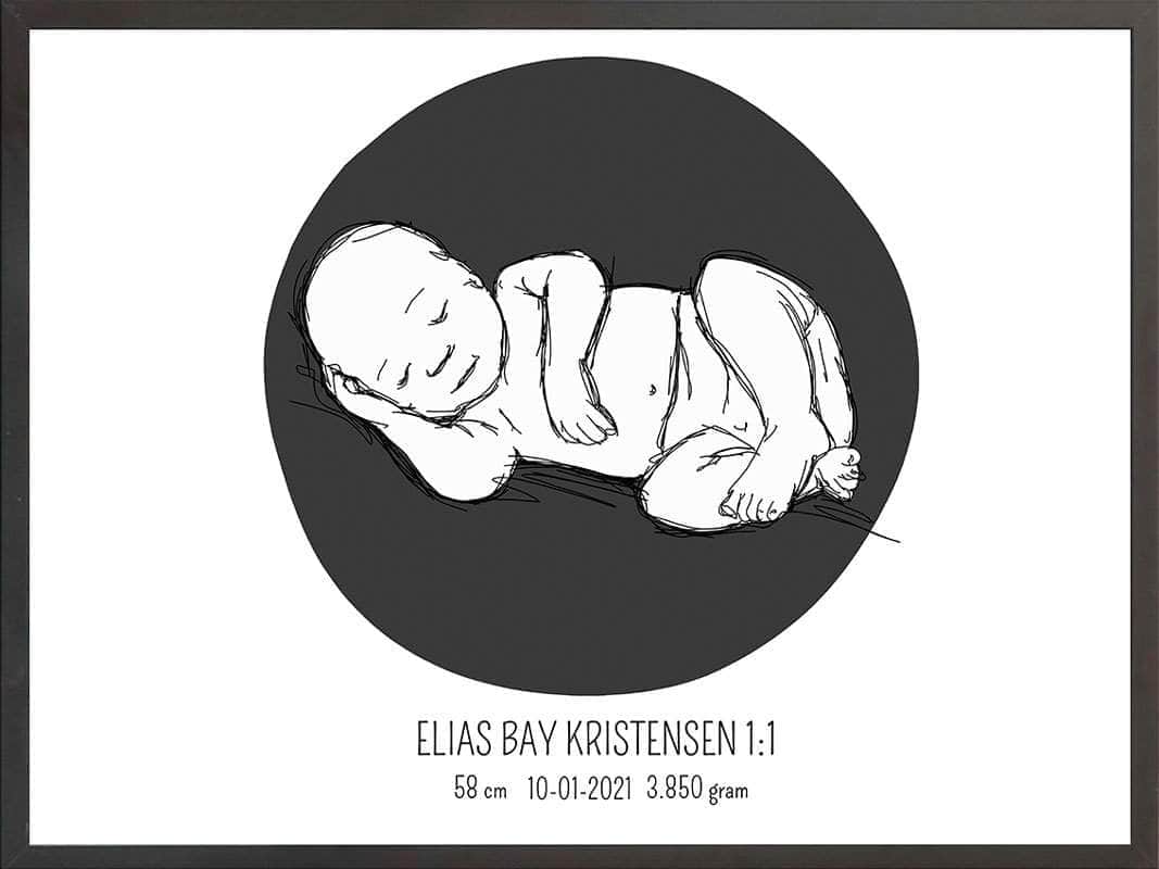 Fødselsplakat 1:1 – Liggende Lyserød til Gaveidéer
