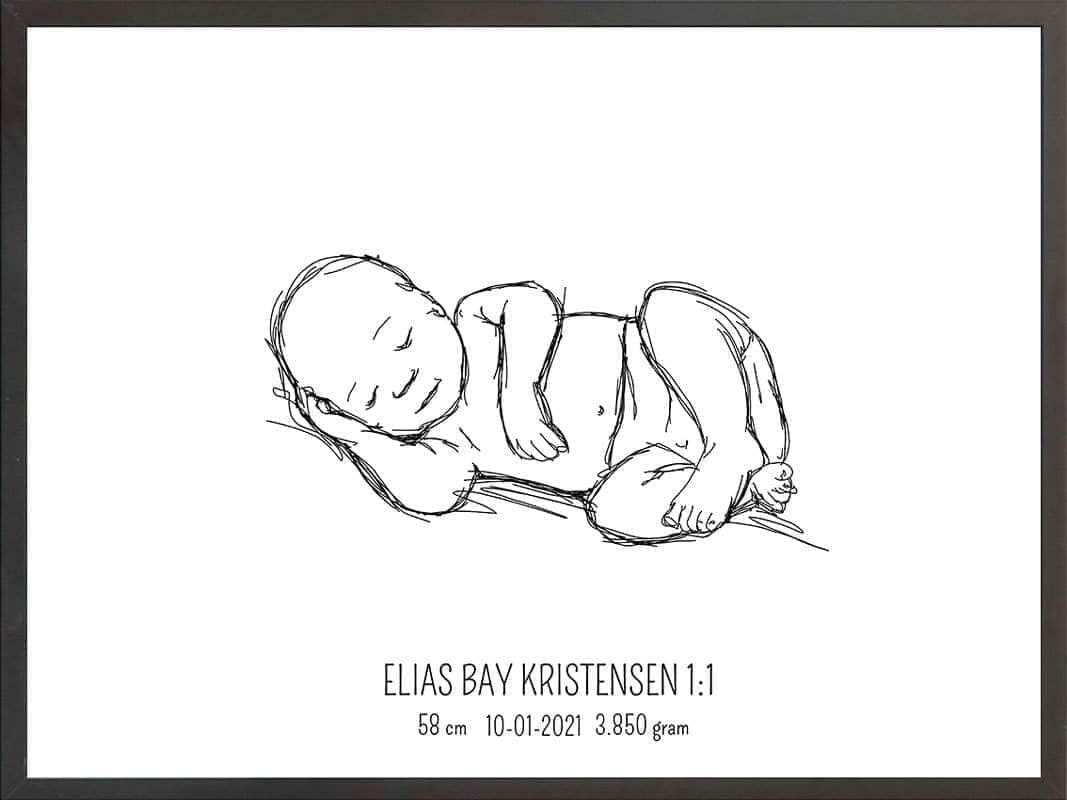 Fødselsplakat 1:1 – Liggende Lyserød til Gaveidéer