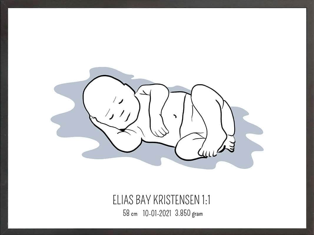 Fødselsplakat 1:1 – Liggende Lyserød Gaveidé til Forældre