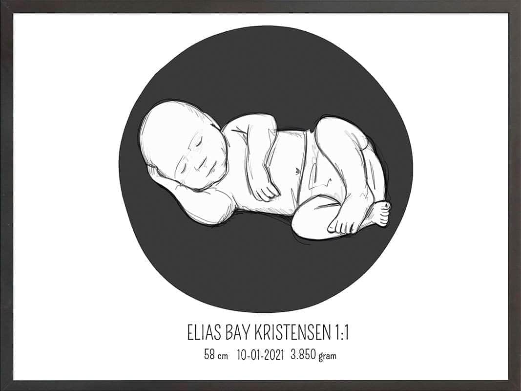 Fødselsplakat 1:1 – Liggende Lyserød fra Postersbyus