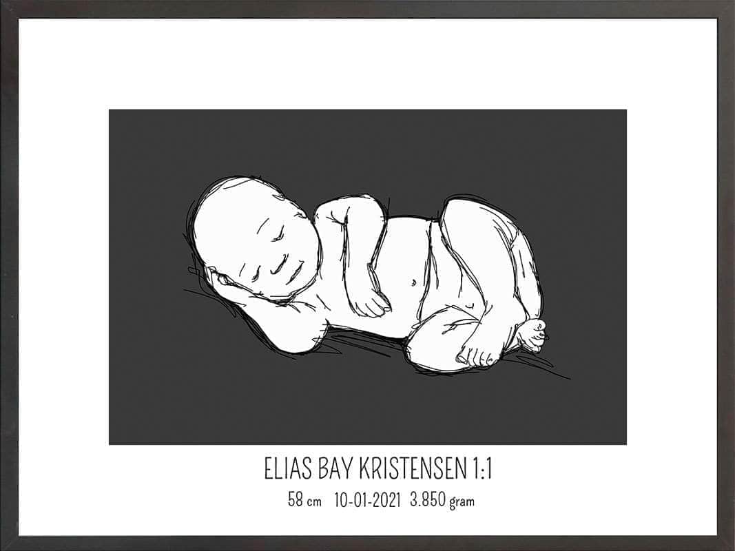 Fødselsplakat 1:1 – Liggende Lyserød til Gaveidéer