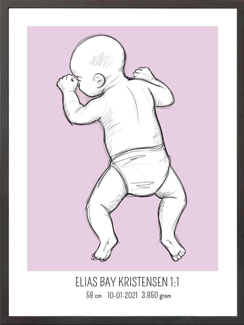 Fødselsplakat 1:1 - På Maven Blå fra Postersbyus