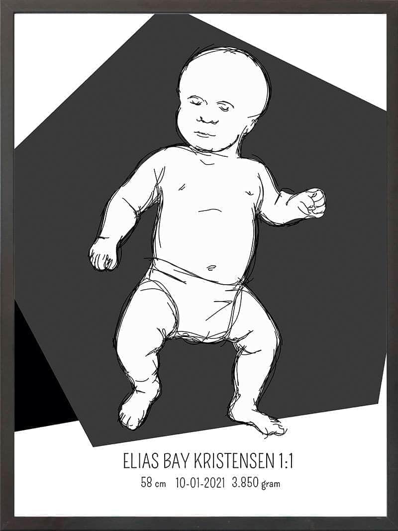 Fødselsplakat 1:1 - Tumling Lyserød til Gave