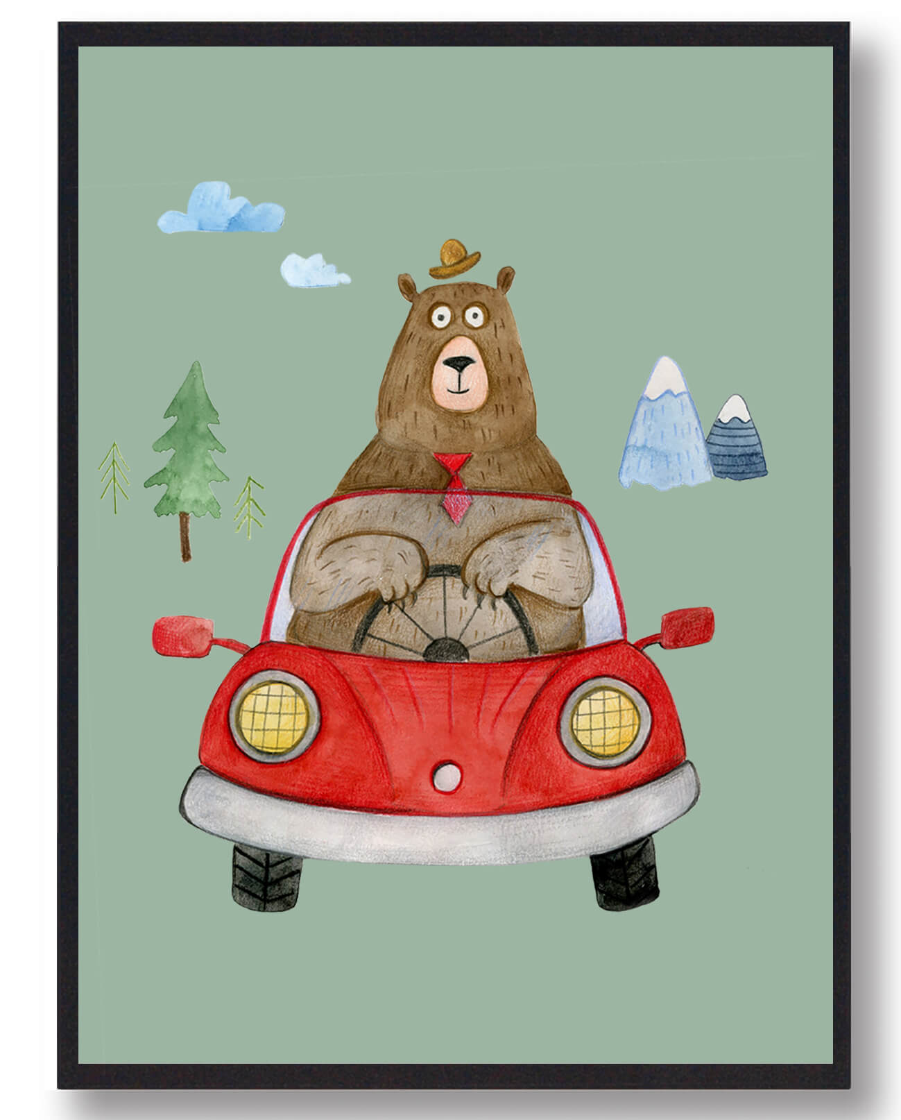 Bjørnen - håndtegnet plakat (grøn)