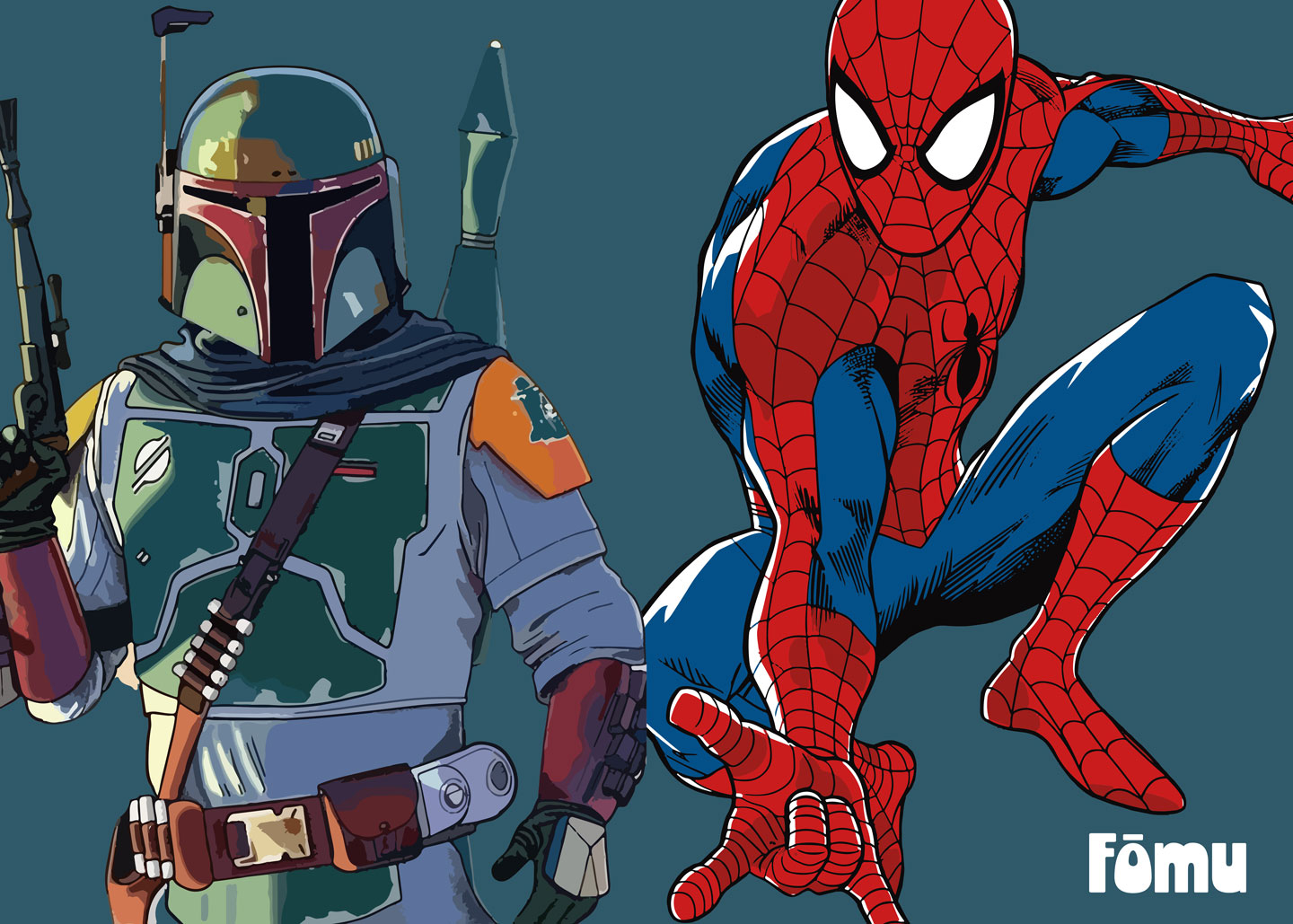 Boba Fett og Spiderman Kunstværk fra Fåmu Illustrations