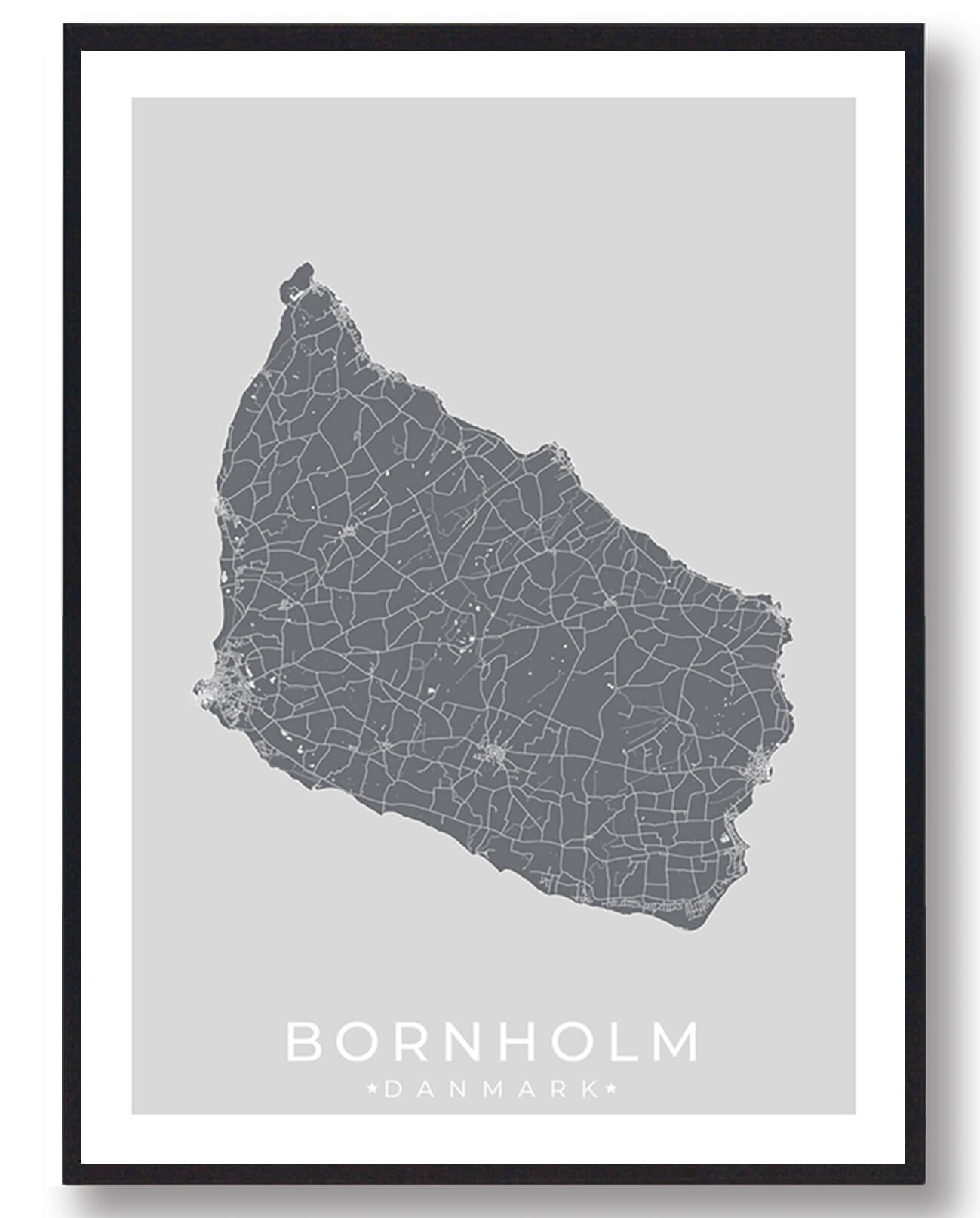 Bornholm Plakat i Grå – Elsket af Danskerne!